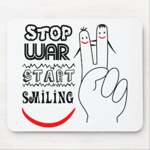 Tapis De Souris Stop War Big Smile Two Finger Peace Symbol