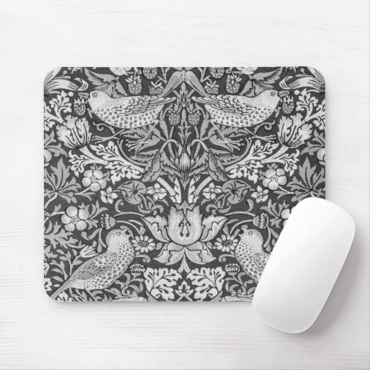 Tapis De Souris Strawberry Thief Grey, William Morris (Avec souris)