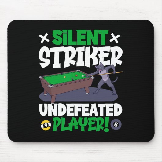 Tapis De Souris Striker Silencieux - Billard Et Chat (Devant)