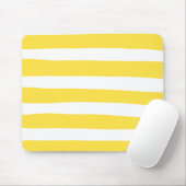 Tapis De Souris Stripes inégales - Citron jaune et blanc (Avec souris)