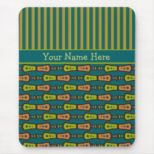 Tapis De Souris Stripes, Motif tribal, Turquoise : Mousepad (Devant)