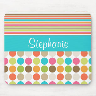 Tapis De Souris Stripes Pois personnalisable Monogramme Souris Pad