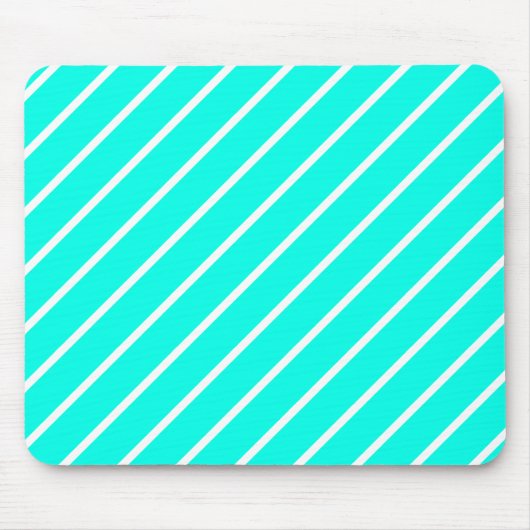 Tapis De Souris Stripes Turquoise & Blanc Mousepad (Devant)