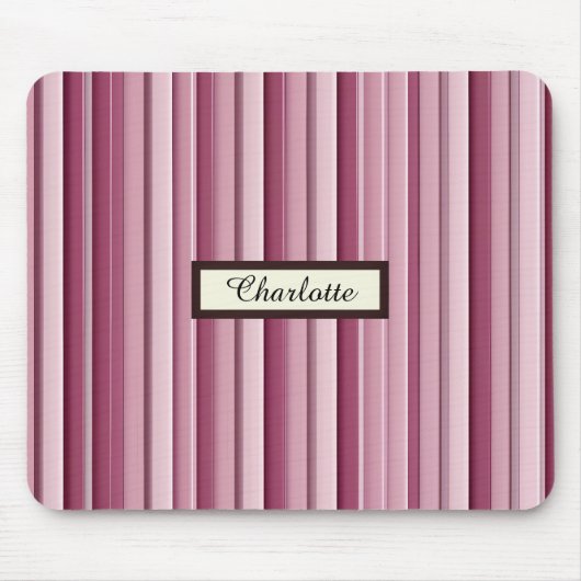 Tapis De Souris Stripes verticales contemporaines de couleur rose (Devant)