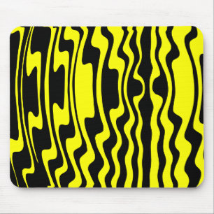 Tapis De Souris Stripey Wavey - noir et jaune
