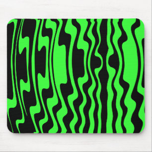 Tapis De Souris Stripey Wavey - noir et vert II