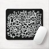 Tapis De Souris Structure Abstraite - Blanc sur Noir (Avec souris)