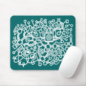 Tapis De Souris Structure Abstraite - Blanc sur Vert mousse (Avec souris)