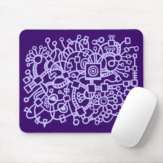 Tapis De Souris Structure Abstraite - Bleu en poudre sur violet pr (Avec souris)