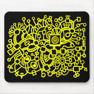 Tapis De Souris Structure Abstraite - Jaune sur noir