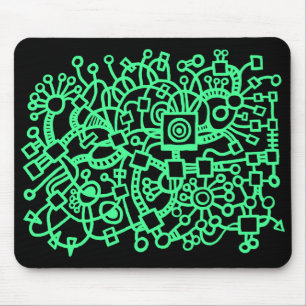 Tapis De Souris Structure Abstraite - Mint vert sur noir