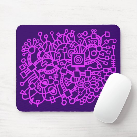 Tapis De Souris Structure Abstraite - Neon Purple sur Dk Purple (Avec souris)