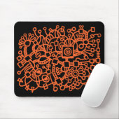 Tapis De Souris Structure Abstraite - Orange d'automne sur Noir (Avec souris)