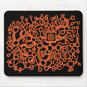 Tapis De Souris Structure Abstraite - Orange d'automne sur Noir