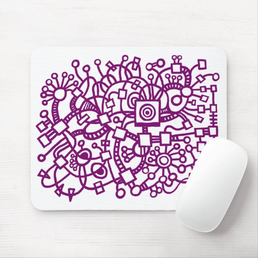 Tapis De Souris Structure Abstraite - Plum sur blanc (Avec souris)