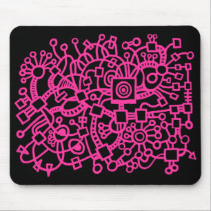 Tapis De Souris Structure Abstraite - Rose chaud sur noir
