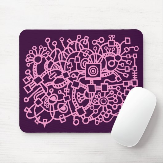 Tapis De Souris Structure Abstraite - rose sur pourpre foncé (Avec souris)