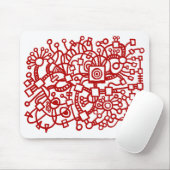 Tapis De Souris Structure Abstraite - Rouge rubis sur blanc (Avec souris)
