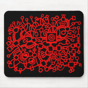 Tapis De Souris Structure Abstraite - Rouge sur Noir