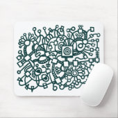 Tapis De Souris Structure Abstraite - Vert foncé sur blanc (Avec souris)
