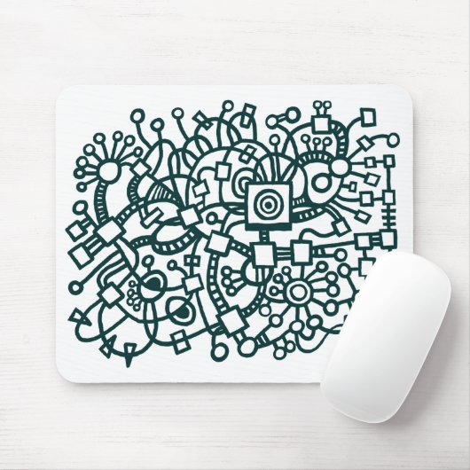 Tapis De Souris Structure Abstraite - Vert foncé sur blanc (Avec souris)