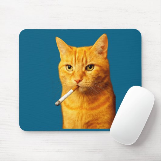 Tapis De Souris Stud Cool Funny Cat Meme Smoking Cat Cigarette  (Avec souris)