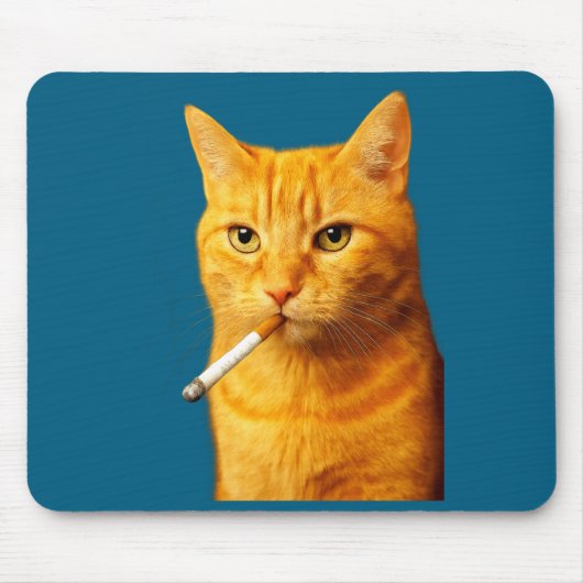 Tapis De Souris Stud Cool Funny Cat Meme Smoking Cat Cigarette (Devant)