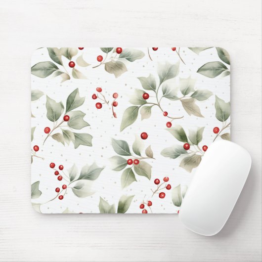 Tapis De Souris Style d'aquarelle Holly et Berries (Avec souris)