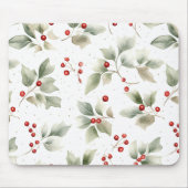 Tapis De Souris Style d'aquarelle Holly et Berries (Devant)