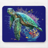 Tapis De Souris Style d'aquarelle sous-marine de tortue marine (Devant)