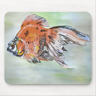 Tapis De Souris Style de dessin Ryukin Poisson d'or peinture acryl