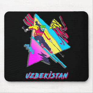Tapis De Souris Style de ski rétro ouzbékistan aventure ski skieur