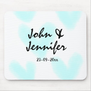 Tapis De Souris style de texte minimal simple blanc mariage cœur b