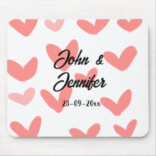Tapis De Souris style de texte minimal simple blanc mariage cœur r