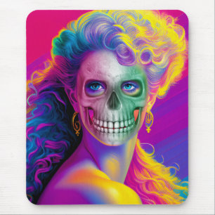 TAPIS DE SOURIS STYLE HALLOWEEN VISAGE DE CRÂNE COLORÉ MODERNE
