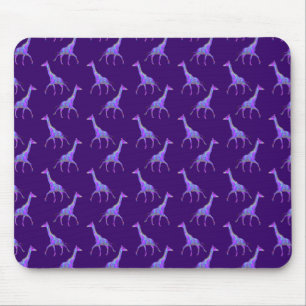Tapis De Souris Style hippie étincelant Giraffe violette