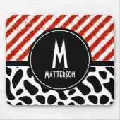 Tapis De Souris Style Monogramme Rouge Blanc Noir Personnaliser (Devant)