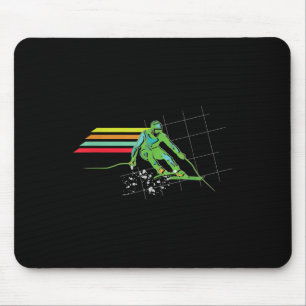Tapis De Souris Style Rétro Ski T Shirt Ski De Neige Chemise De De