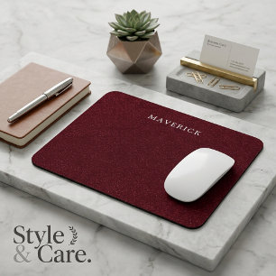 Tapis De Souris Styleux look en velours bordeaux avec nom personna