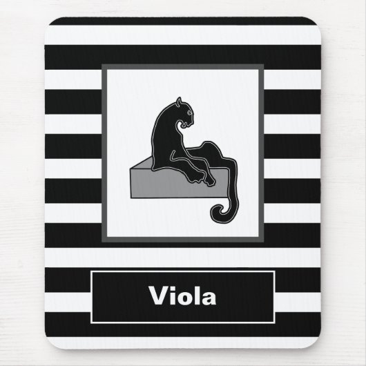 Tapis De Souris Stylish Black Panther Cat White (Devant)