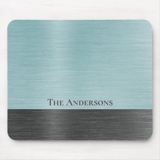 Tapis De Souris Stylish Monogram Teal Grey Metallic (Devant)