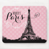Tapis De Souris Stylish Pink Paris Eiffel Tower Ajouter un nom (Devant)