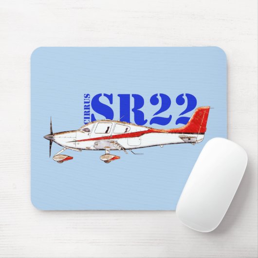 Tapis De Souris Stylized Cirrus SR22 Plane with Bold Typography (Avec souris)