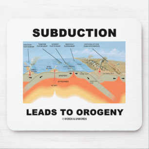 Tapis De Souris Subduction Conduit À L'Orogénie (Humour Géologi