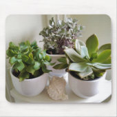 Tapis De Souris Succulents pointillés en blanc avec coquillage (Devant)