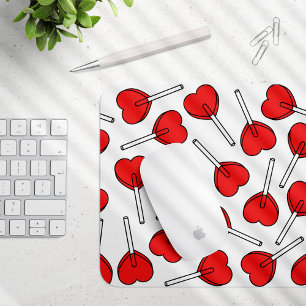Tapis De Souris Sucettes rouges, sucettes en forme de cœur, motif