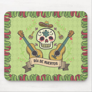 Tapis De Souris Sucrez le crâne et la Guitars Dia de Muertos