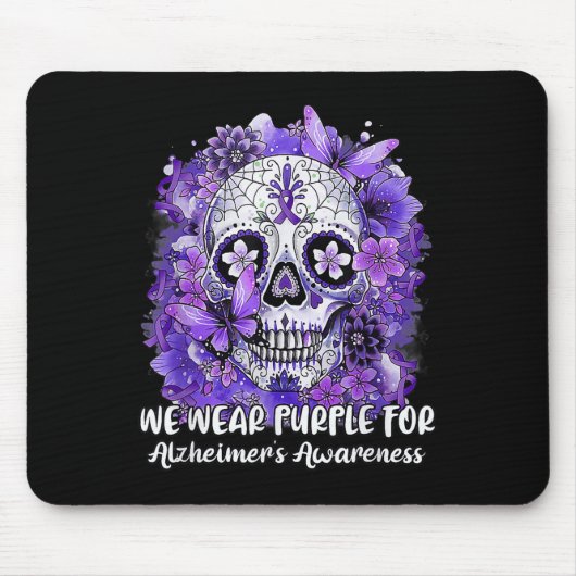 Tapis De Souris Sugar Crâne Fleur Porter Ribbon Violet Alzheimer A (Devant)