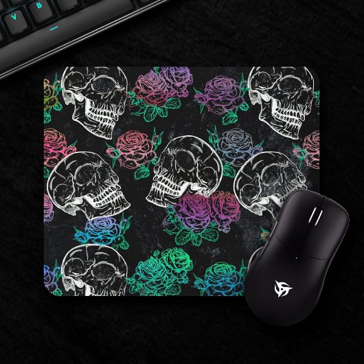 Tapis De Souris Sugar Skull Blue Rose | Cool Royal Sapphire Grunge
