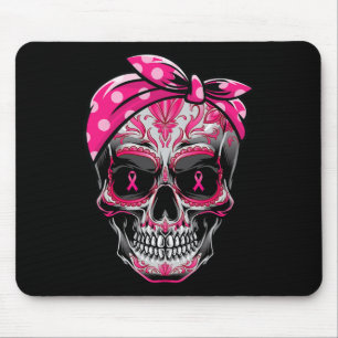 Tapis De Souris Sugar Skull Cancer du sein Sensibilisation Pink Ri